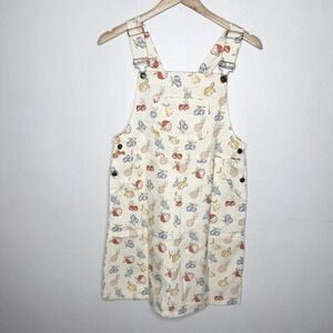 New SM Wardrobe Fruit Print Overall Dress Jumper Twee Pockets Women's Small